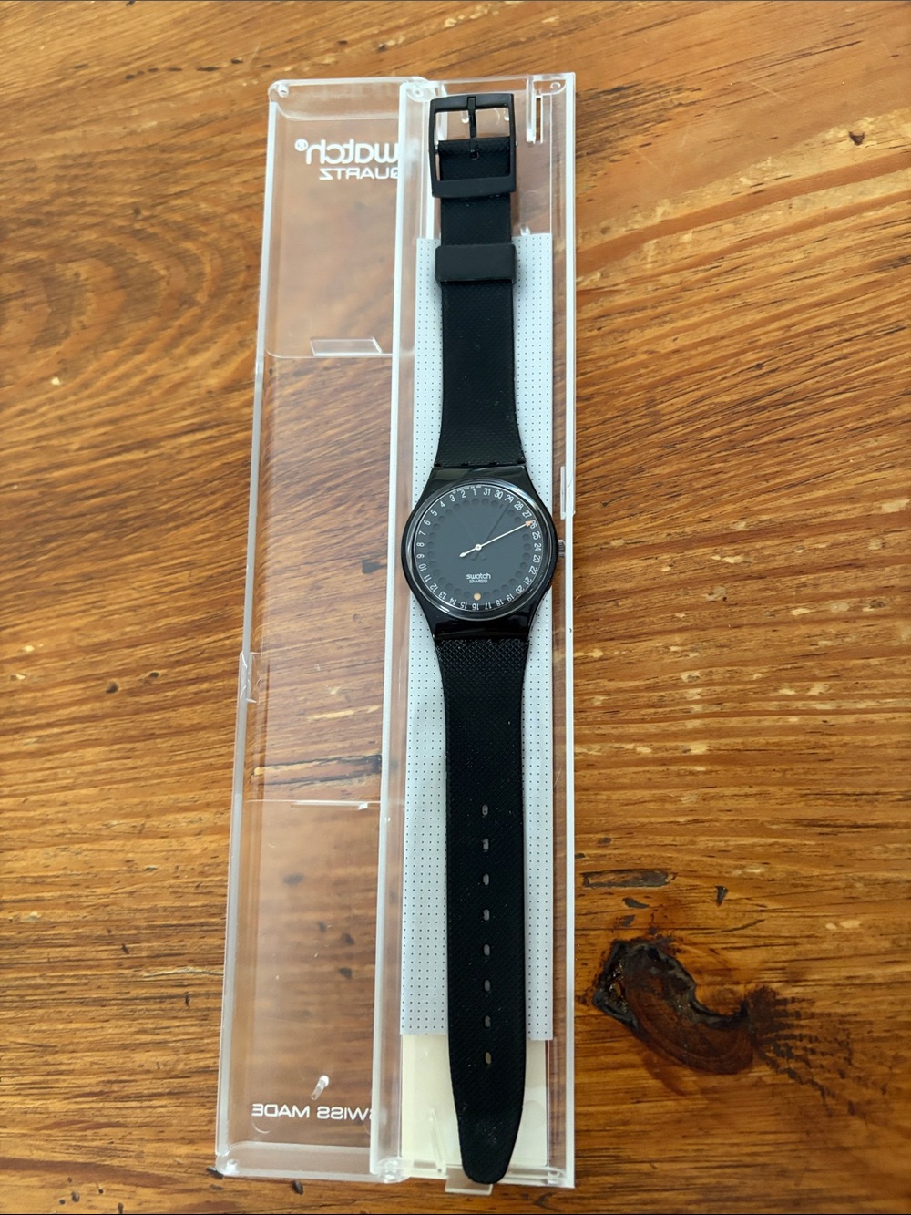 Swatch Black Minimalist Round Dial Men's Watch